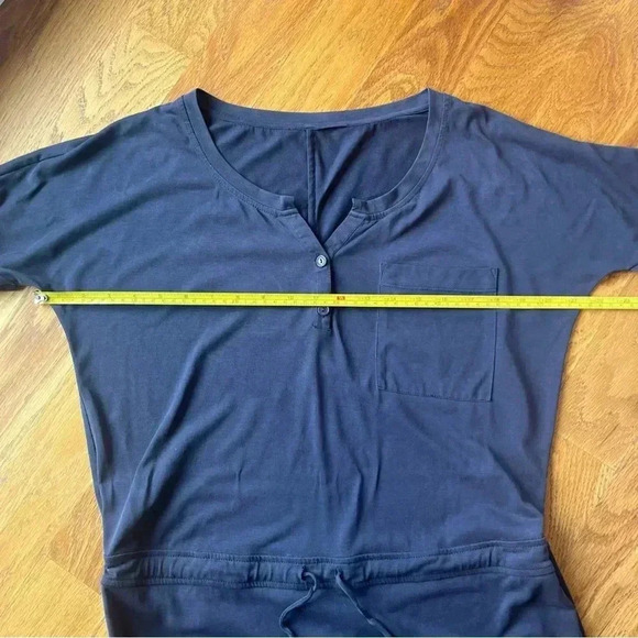 Naked Zebra Navy Blue T-shirt Mini Dress Tunic Drawstring Waist Short Sleeve Med - Picture 11 of 14